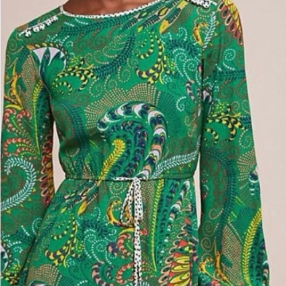 Anthropologie Green Paisley Women's Dress